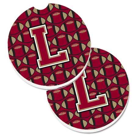 Carolines Treasures Letter L Football Garnet and Gold Set of 2 Cup Holder Car Coaster CJ1078-LCARC